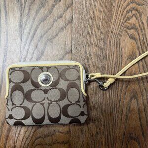 Coach Brown Monogram Wristlet